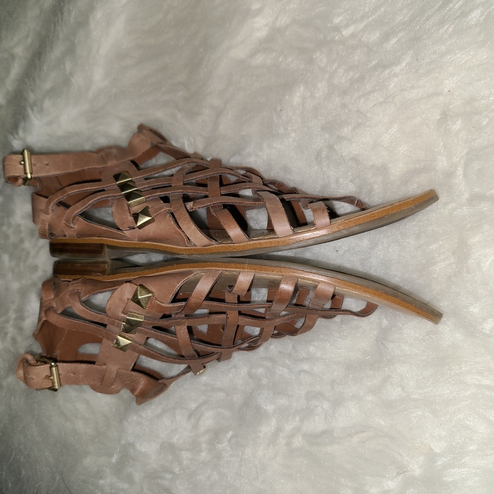 Marc Fisher S. 9 M Brown Leather Ankle Gladiator Sandals